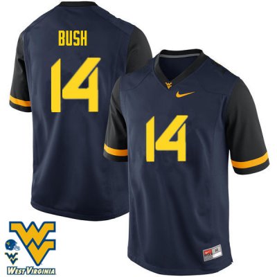 Men's West Virginia Mountaineers NCAA #14 Tevin Bush Navy Authentic Nike Stitched College Football Jersey YN15I07NJ